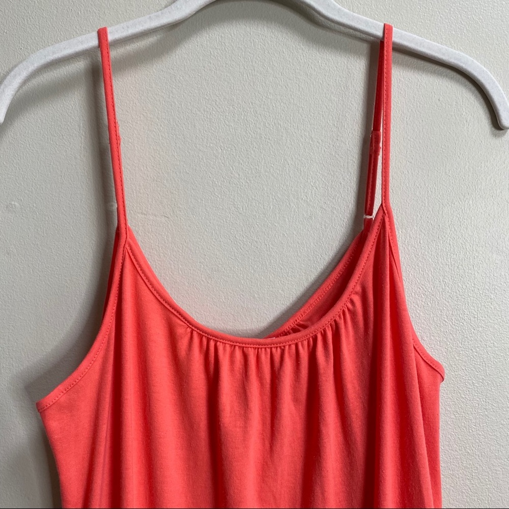 All In Favor Coral Tiered Jersey Tank Midi Dress - Picture 6 of 16